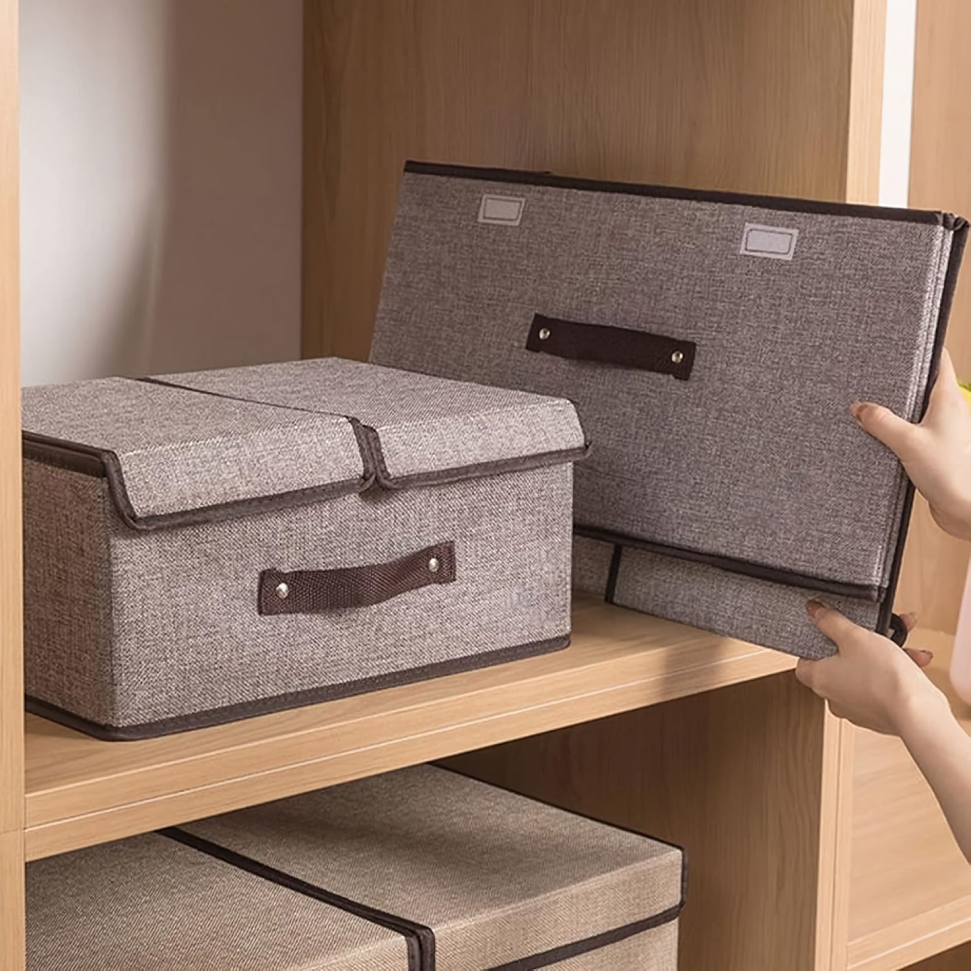 Foldable Linen Storage Box, 50 x 30 x 25 cm Double Lid Organizer Container for Home, Office, Clothes, Books, Toys (Green) - HJ23056 Foldable Linen Storage Box, 50 x 30 x 25 cm Double Lid Organizer Container for Home, Office, Clothes, Books, Toys (Green) - HJ23056